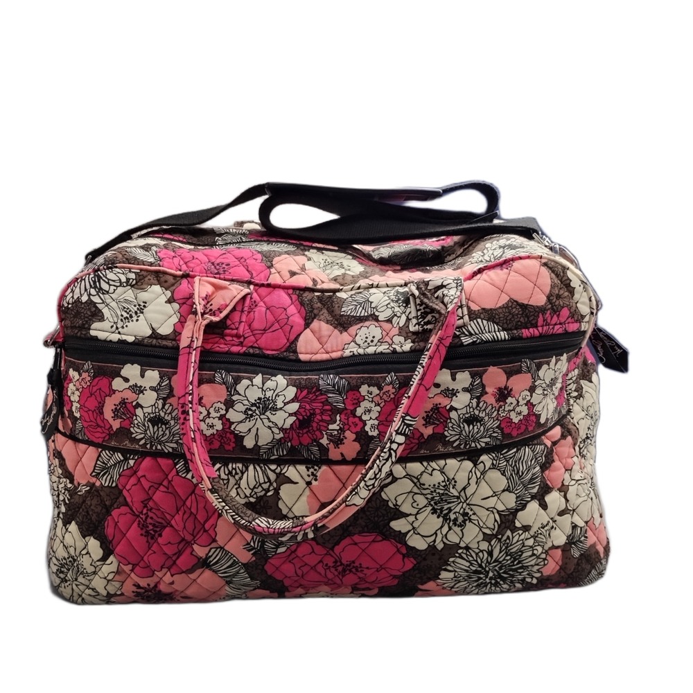 Vera Bradley Quilted Duffle Bag Multi Floral Double Handle with Crossbody Strap